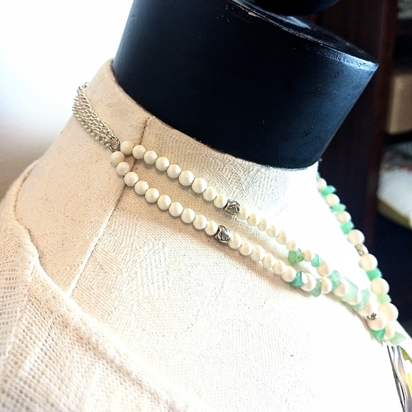 Piece #255 "Mermaiden" Aventurine Acrylic Necklace - Picture 3 of 5